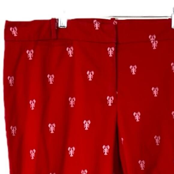 Talbots Pants Ankle Signature Mid Rise Red Embroidered Lobster Women’s Size 14 - Picture 6 of 9